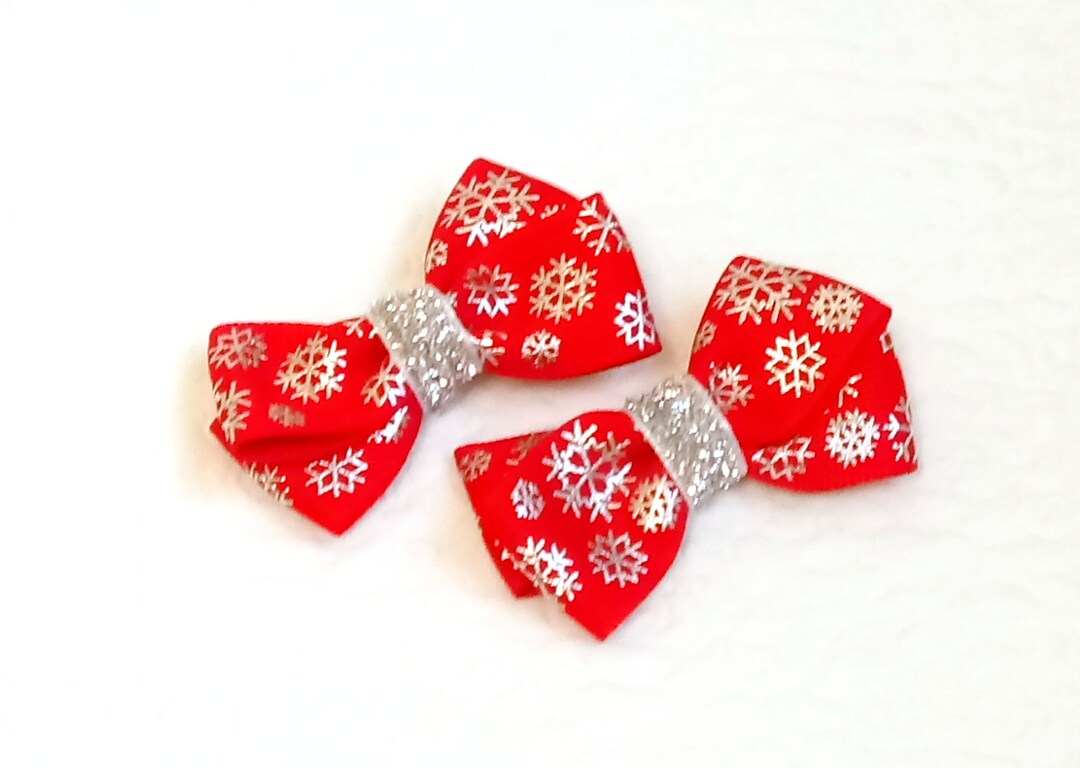 Christmas Hair Bows Toddler Glitter Hair Clips Baby Christmas Etsy UK
