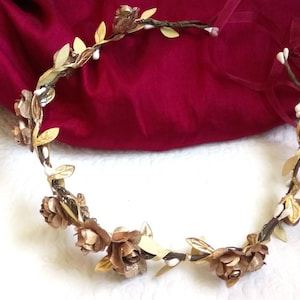 Mariage halo doré Couronne de cheveux en or Halo d&#39;accessoires photo en or Couronne de fleurs de mariée en or Halo festival de fleurs en or Halo de mariage en or