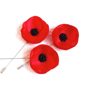 Klaproos boutonnière heren Klaproos pin Klaproos broche vriendje cadeau stalknecht revers pin Poppy heren revers echtgenoot cadeau Poppy zakelijke pin