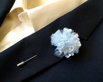 Blue wedding pin Blue lapel pin Blur Suit pin Blue  Wedding pin Blue Groomsman lapel pin Blue flower Blue Boutonnière