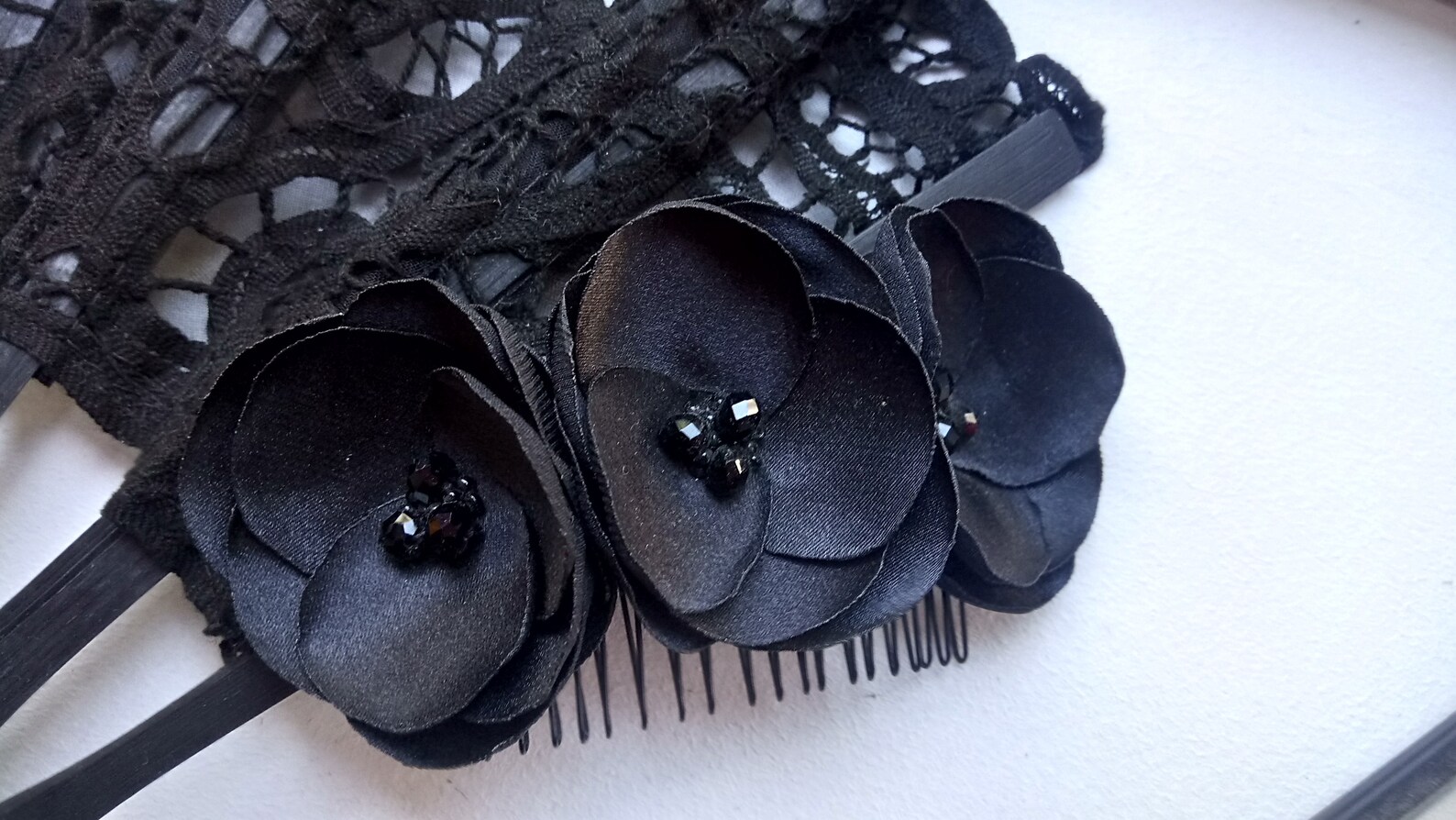 Flower Hair Comb Black Gothic Hair Flowers Black Hair Etsy