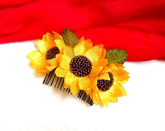 Sunflower hair comb Rustic wedding hair comb Rustic Hair accessory Bridal Sunflower hair comb Bridesmaids Sunflower Flower girl accessory