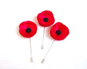 Mohnblume Boutonniere Anstecknadel Mohnblume Brosche Poppy Freund Geschenk Trauzeuge Anstecknadel Mohnblume Revers Männergeschenk Poppy Anstecknadel Brosche