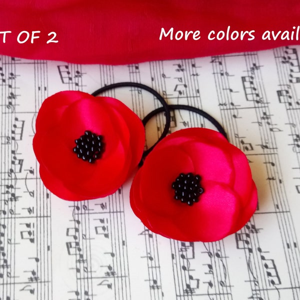 2 élastiques coquelicots coquelicots cadeau fille avec coquelicots élastiques fleurs coquelicots pour cheveux cadeau coquelicot cadeau barrettes coquelicots