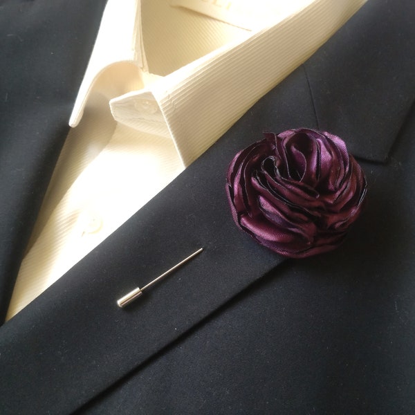 Plum lapel pin Suit brooch Plum Boyfriend Gift Wedding pin Plum Groomsman lapel pin Plum flower Boutonnière Husband gift Business pin Plum