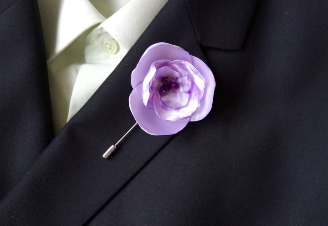 Orchid Boutonniere Orchid Lapel Pin Groomsman Purple Men's Lapel Flower