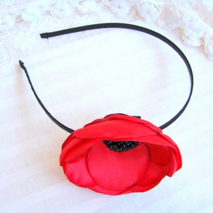 Poppy headband Red flower headband Girls Poppy headband Poppy wedding hairpiece Red poppy headpiece Poppy headdress Poppy hair clip image 4