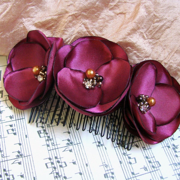 Burgundy Hair Comb Etsy