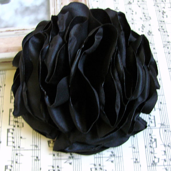 Brosche Blume Black große Brosche Black Rose Corsage Seidenblume Black Flower Headpiece Black Flower Pin Black Rose Accessoire für Haar Black