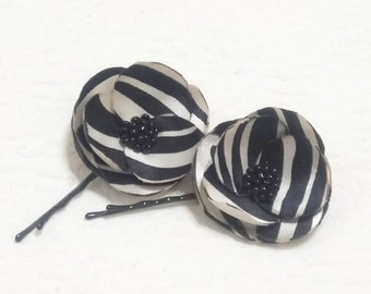 Zebra pins hair flowers Zebra hair pins Zebra hair clip Hair accessories zebra