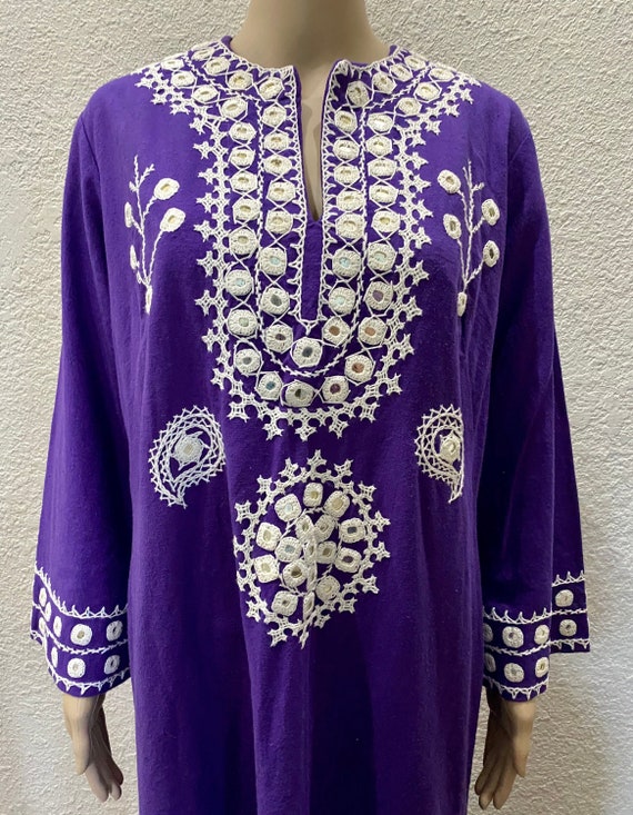Ramona Rull BOHO Purple Cotton Tribal Mirror Embro