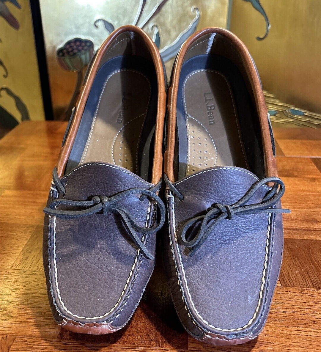 LL BEAN Natural Handsewn Bison Double Sole Brown Leather
