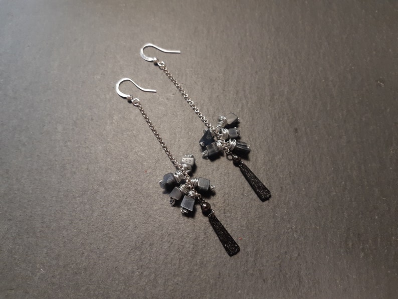 Drop Earrings Hematite Stones Earrings Simple Earrings Minimalist Earrings Bohemian Earrings Long Earrings