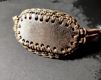 Cuff Bracelet , Women's Leather Bracelet ,Light  Brown Leather Bracelet , Statement Bracelet , Unique Leather Bracelet