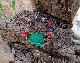 Green Bracelet, Green Jasper Bracelet, Dressy Statement Bracelet, Beaded Bracelet