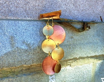 Lightweight Mixed Brass & Copper Earrings, Mismatched  Earrings, Rustic Jewelry, Brass Hoop Earrings,  Asymmetrical Earring