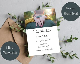 Save the Date Template | Photo Save the Date Invite | Simple Save the Date | Minimalist Save the Date Cards | Editable Template