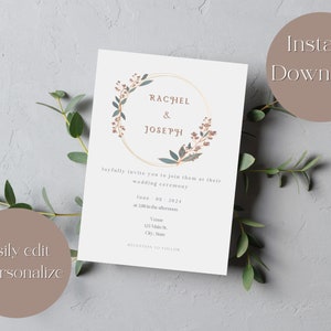 Wedding Invitation Template Wedding Invitation Floral Invite Template Instant Download Editable Invitation Digital Download image 3