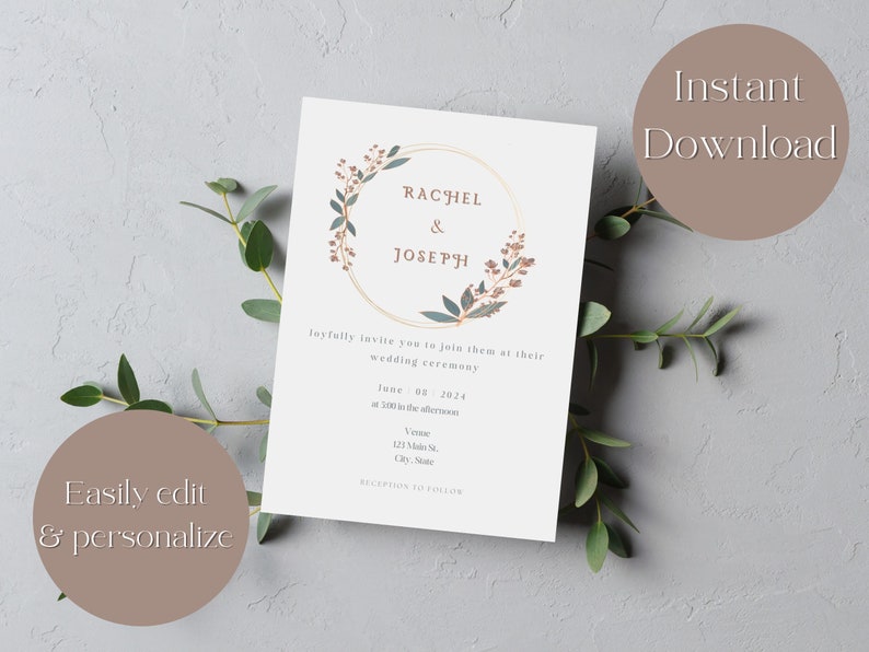 Wedding Invitation Template Wedding Invitation Floral Invite Template Instant Download Editable Invitation Digital Download image 3