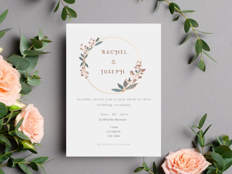 Wedding Invitation Template Wedding Invitation Floral Invite Template Instant Download Editable Invitation Digital Download image 2