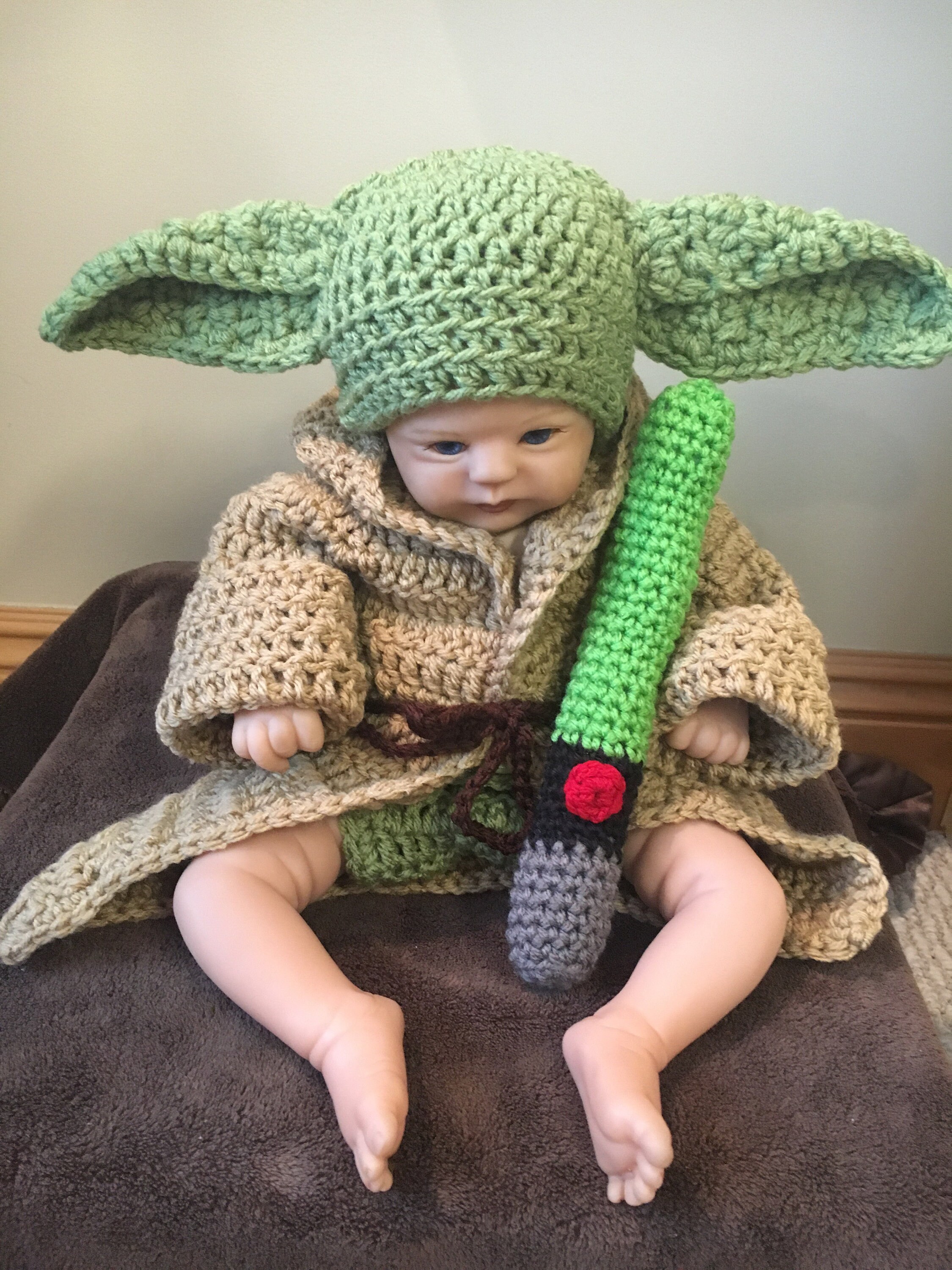 Baby Yoda hat robe diaper cover and laser Yoda baby Etsy