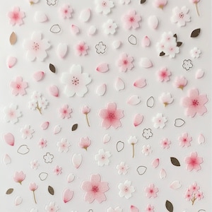 Naklejka dekoracyjna Suatelier Sakura, naklejka z kwiatem wiśni, naklejka z różowym kwiatem, materiały do rękodzieła, materiały do scrapbookingu, naklejki do pamiętnika