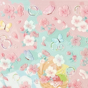Sakura Deko Aufkleber,Kirschblüten Tag Aufkleber,Schmetterling Aufkleber,Bastelbedarf,Sammelalbum,Tagebuch Aufkleber,