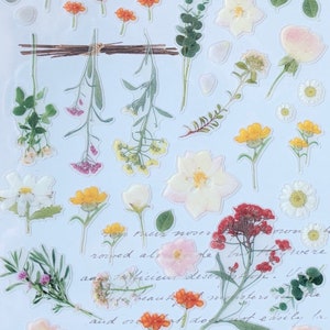 Pegatinas de letras con flores de Suatelier, pegatinas de flores, pegatinas de plantas, flores de jardín, suministros de manualidades coloridos, suministros para álbumes de recortes, pegatinas de diario