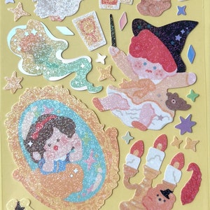 Adesivos temáticos de contos de fadas, adesivos de princesa, adesivos brilhantes, suprimentos para artesanato, suprimentos para scrapbooking, planejador