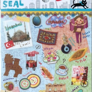 Adesivos temáticos Mind Wave Turquia Istambul, adesivos de viagem, materiais de artesanato, materiais de scrapbooking, planejador, diário