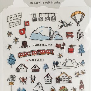 Suatelier Sonia Zwitsers Zwitserland themastickers, reisstickers, knutselspullen,spullen voor scrapbooking