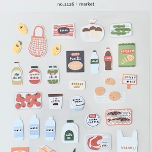 Suatelier Sonia markt winkelen koken thema stickers, planner, knutselspullen, scrapbooking aanbod