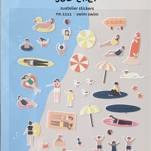 Pegatinas temáticas de camping, playa y natación de Suatelier Sonia, pegatinas de viaje, material para manualidades y scrapbooking.