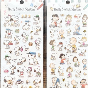 Peanuts Snoopy Fluffy Sketch Stickers, knutselspullen, scrapbookingateliers, planner