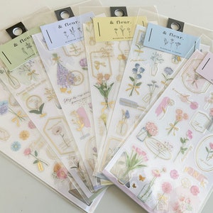 2-in-1 bloemsticker, bloemsticker, plantsticker, tuinbloem, kleurrijk knutselmateriaal, plakboekvoorraad, dagboeksticker, kleurrijke sticker