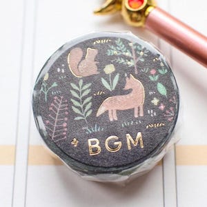 BGM Nordic Forest *Ruban adhésif washi/masking tape/agenda/journal forêt lune nuit renard