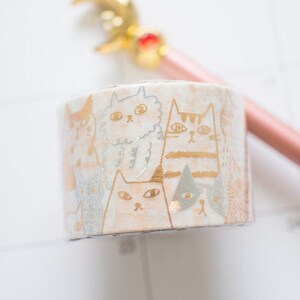 Shinzi Katoh Many Cats goud- en zilverkleurige holofolie washitape/afplakband/planner/dagboek