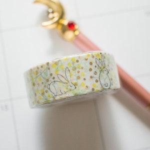 Shinzi Katoh Mimosa und Kaninchen Glitzer Washi Tape/Masking Tape/Planer/Journal mit Goldfolie glitzernd