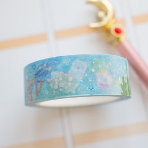 PacaPost Under the Sea Washi Tape Blue & Holo zilverfolie/afplaktape/planner/dagboek