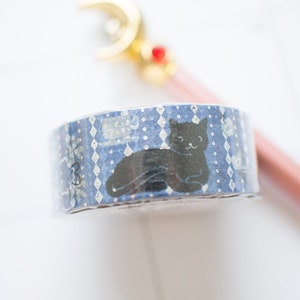 Shinzi Katoh zwarte kat witte kat zilveren holo-folie washi-tape/afplakband/planner/dagboek