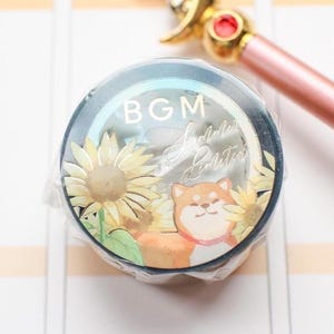 BGM Transparante tape Summer Limited* Honden en zonnebloemen/Shiba/afplaktape/planner/dagboek