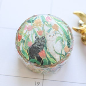 Goudfolie achtergrondmuziek Flowers and Cats* Let's Play Together washitape/afplaktape/planner/dagboek