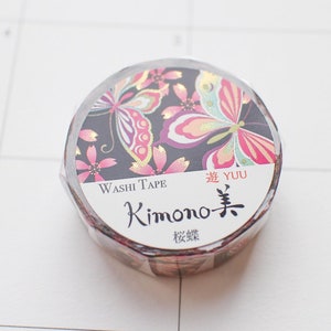 Kimono Beauty - Washi tape fleurs de cerisier et papillons/ruban adhésif de masquage floral automne/agenda/journal