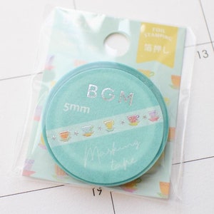 Cinta washi BGM de 5 mm con diseño de hojas doradas para decorar, para usar como planificador o diario.
