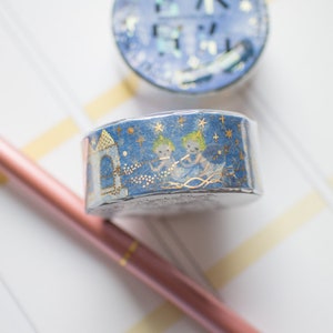 Shinzi Katoh twin stars angel glitter gold foil taśma washi/taśma maskująca/planer/dziennik