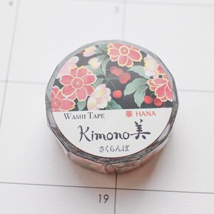 Kimono Beauty - taśma washi z motywem kwiatów wiśni/taśma maskująca/planner/dziennik