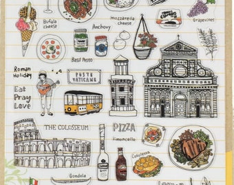 Sonia Italy Rome theme stickers , travel stickers, craft supply,scrapbooking supply, planner