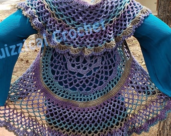 Whimsical Flower Circle Vest Crochet Pattern