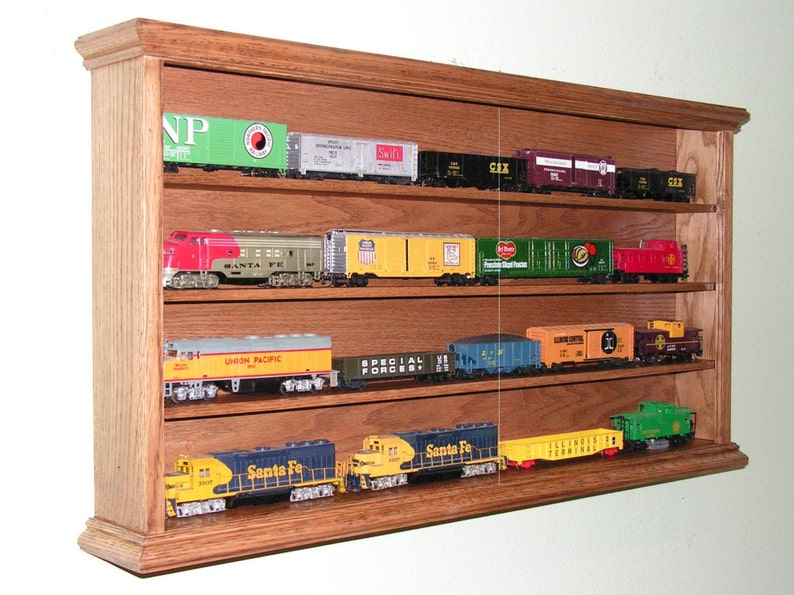HO Train display case four shelf oak for your model Etsy