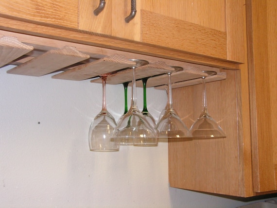 Wine Glass Rack Under Cabinet New Oak Stemware Holder Etsy